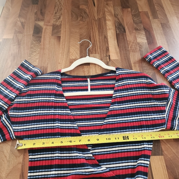 Free People Always With Me Striped Wrap Long Sleeve Top Size‎ Medium - Picture 7 of 10